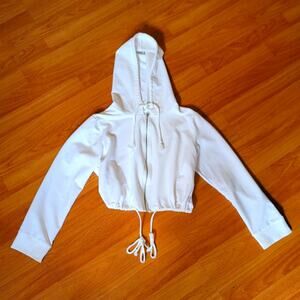 Hoodie Crop Jacket Size Small White NEW